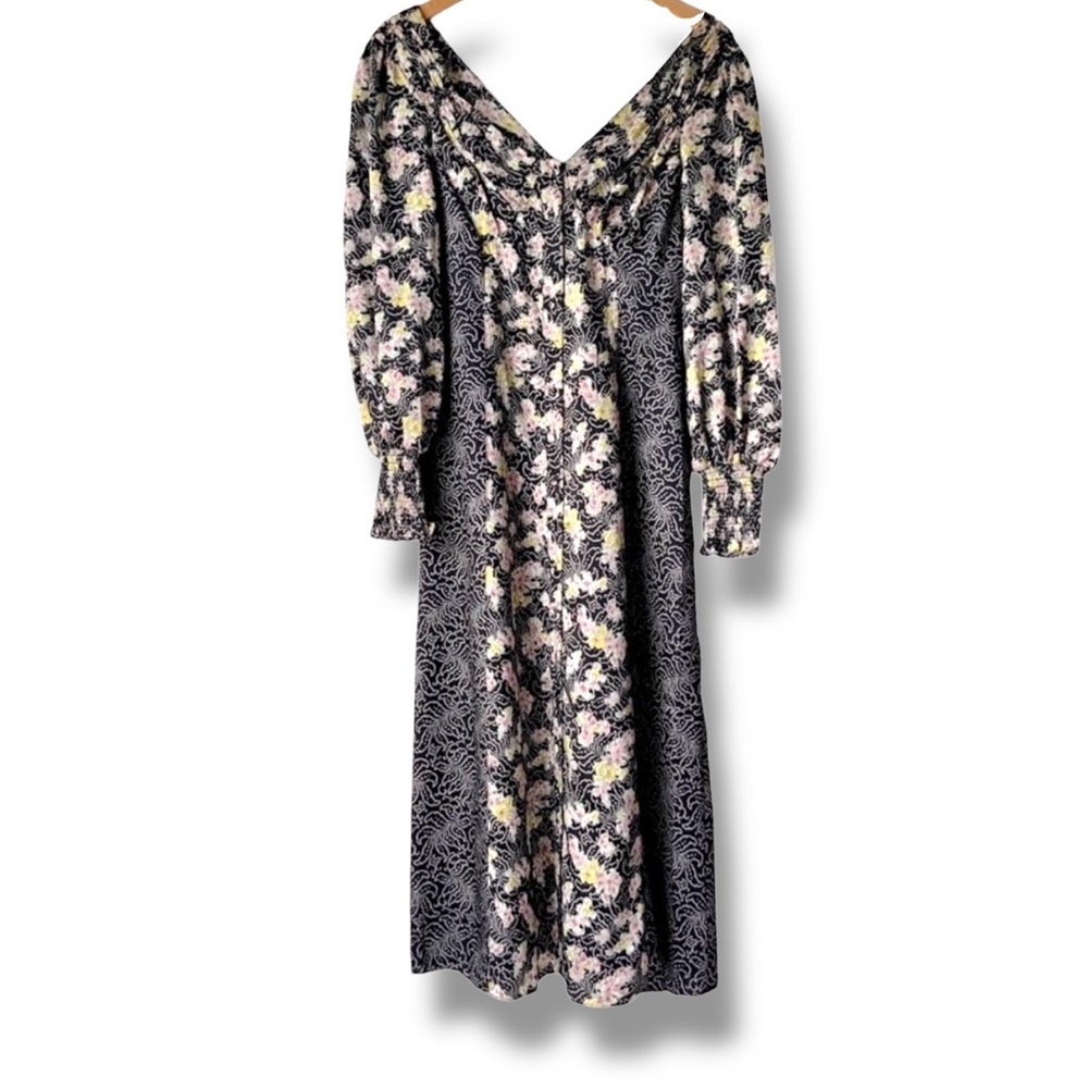 CINQ à SEPT Midi Jessica Dress Multicolor Floral Print Black Pink Size 0 - Picture 4 of 15